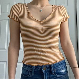 Brand New Me to We Yellow Striped Ruffle Tee